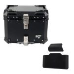BAUL TRASERO MOTOCICLETA R7 RACING R7 ALUMINIO NEGRO 45 LTS CON RESPALDO