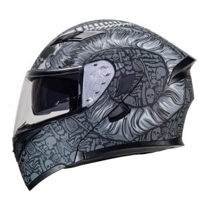 Casco Abatible Con Lente Interno Negro Bone Demon