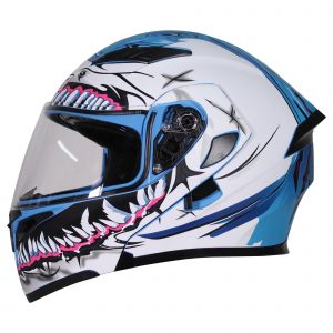 Casco de Moto Abatible Con Lente Interno Blanco-Azul