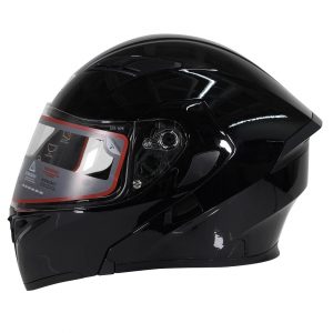 Casco de Moto Abatible Con Lente Interno Negro Brillo