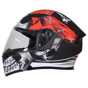 Casco de Moto Abatible Con Lente Interno Rojo-Negro-Blanco Mate
