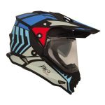 Casco Doble Proposito TECH-X2 Blanco-Azul Mate MAKO 632A