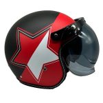 Casco Abierto NOSS 3-4 Jet Negro Rojo Mica Burbuja