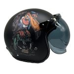 Casco Abierto NOSS 3-4 Jet Negro Rojo Mica Burbuja
