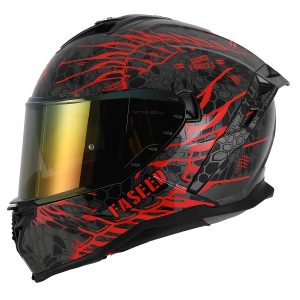 Casco Cerrado Faseed 867 Integral Deportivo Cobra Negro Rojo