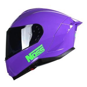 Casco Mujer Noss Cerrado Integral Deportivo Morado Brillo
