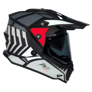 Casco Doble Proposito TECH-X2 MAKO FULL GREY NEGRO-GRIS-ROJO MATE