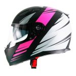 Casco Integral Faseed Dama con Mica Interior Spinner Rosa Blanco-Negro FS-816D