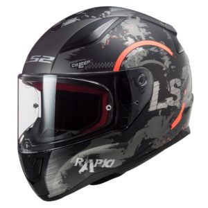Casco Integral Moto LS2 RAPID ll CIRCLE TITANIUM-Naranja Fluo FF353