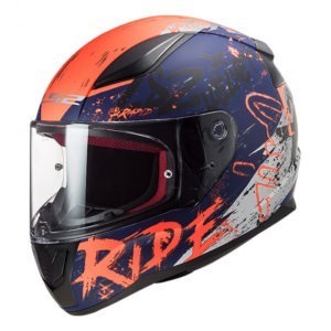 Casco Integral Moto LS2 RAPID ll NAUGHTY AZL Mate-Naranja FF353