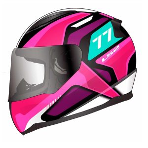 Casco Integral Moto Mujer LS2 RAPID ll HYPER SPEED NEGRO-FUCSIA  FF353