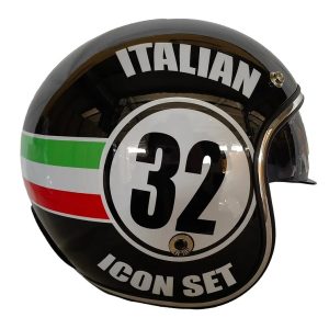 Casco Abierto NOSS 3-4 Jet Negro Italia Mica Burbuja