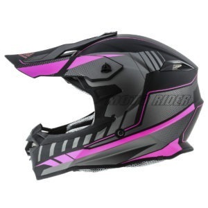 Casco de Motocross Mujer Gris-Magenta Mate Certificación Europea