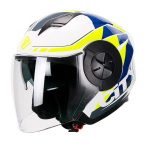 Casco Para Moto Jet 3-4 FS-735 City Azul-Amarillo