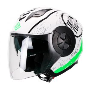 Casco Para Moto Jet 3-4 FS-735 City Blanco-Verde