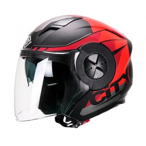 Casco Para Moto Jet 3-4 FS-735 City Rojo-Negro