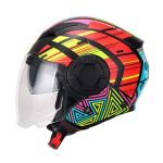 Casco Para Moto Jet  FS-729 Jurny Rojo-Negro