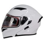 Casco de Moto Abatible Con Lente Interno Blanco Brillo