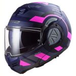 Casco para Moto Abatible LS2 Advant Velum Mujer Azul Rosa Fluo FF906