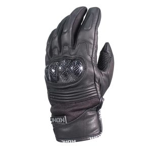 Guantes Cortos Motociclista KOHL-205 de Textil-Piel VENTILADO Negro