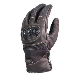 Guantes Cortos Motociclista KOHL-205 de Textil-Piel VENTILADO Cafe