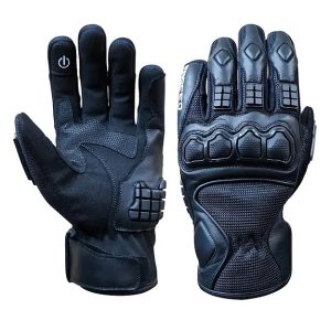 Guantes Cortos Motociclista de Textil-Piel Stinger Negros