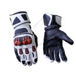 Guantes Largos de Piel Para Moto Black Bike Blanco-Negro