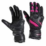 Guantes Motociclista Dama KOHL-401 Textil-Piel Pista VENTILADO Rosas