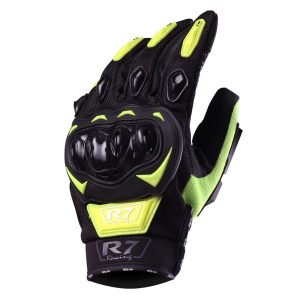 Guantes Vel R7 Racing Amarillos Touch y Limpiador Mica