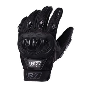 Guantes Vel R7 Racing Negros Touch y Limpiador Mica