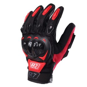 Guantes Vel R7 Racing Rojos Touch y Limpiador Mica