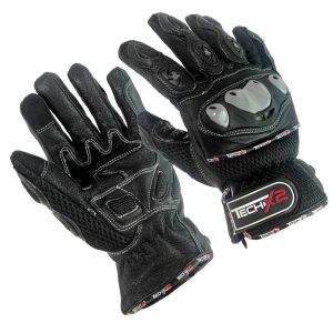 Guantes para motociclista de Piel  Cordura y Nylon  Negros