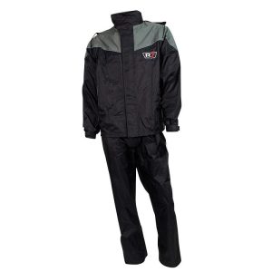 Traje impermeable para motociclista Premium Negro-Gris R7