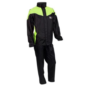 Traje impermeable para motociclista Premium Negro-Amarillo R7