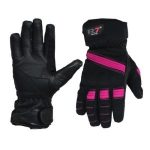 Guantes para moto Dama 100% impermeables R7-204 Rosas  Negro